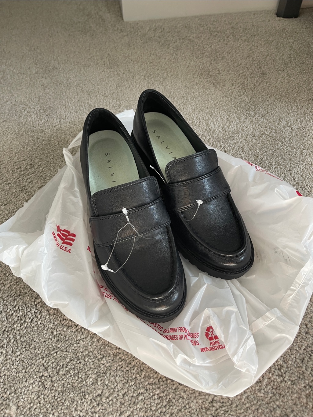 Black Leather Heel Loafers-